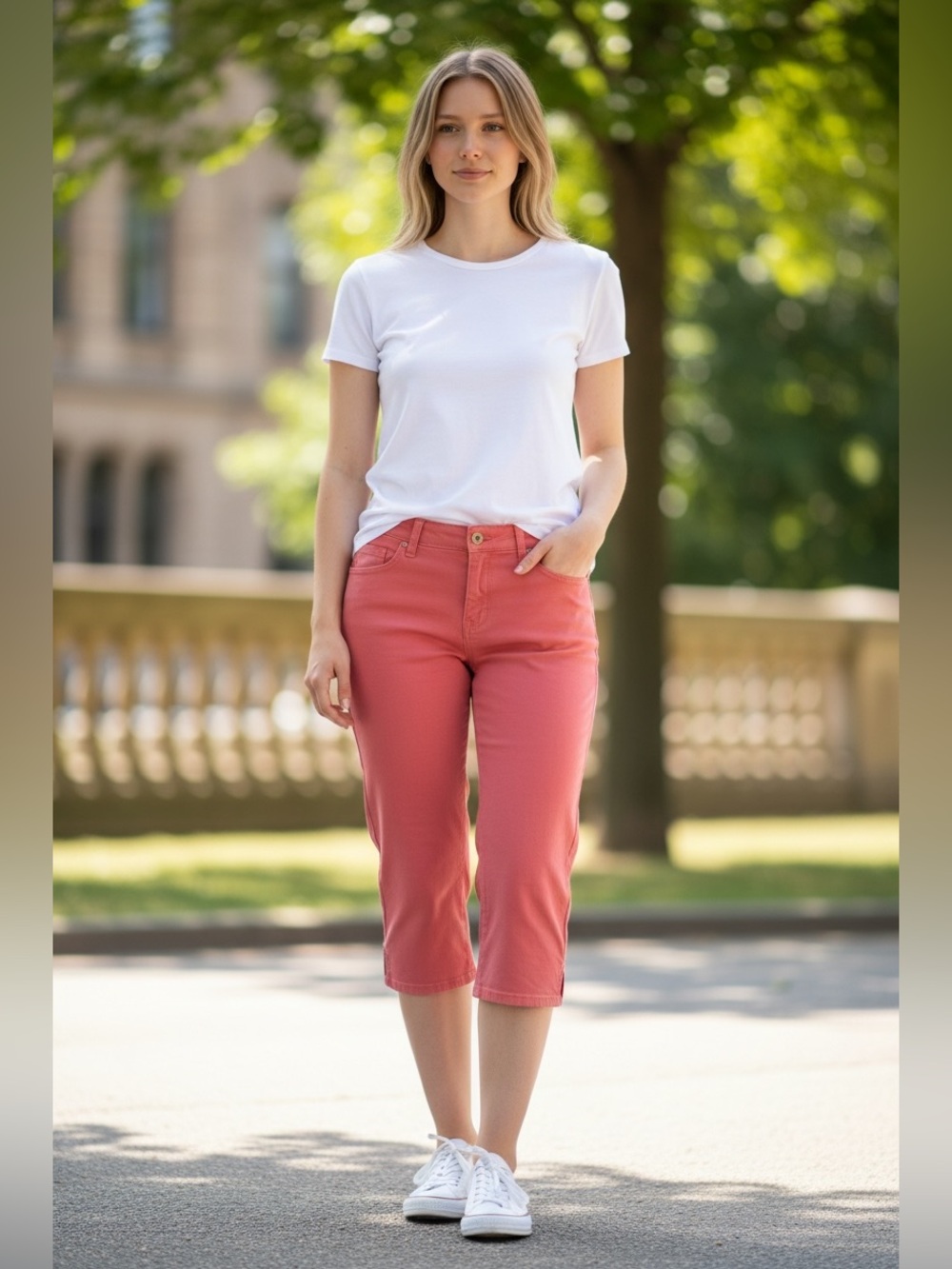 Gloria Vanderbilt Coral Pink Cropped Jeans